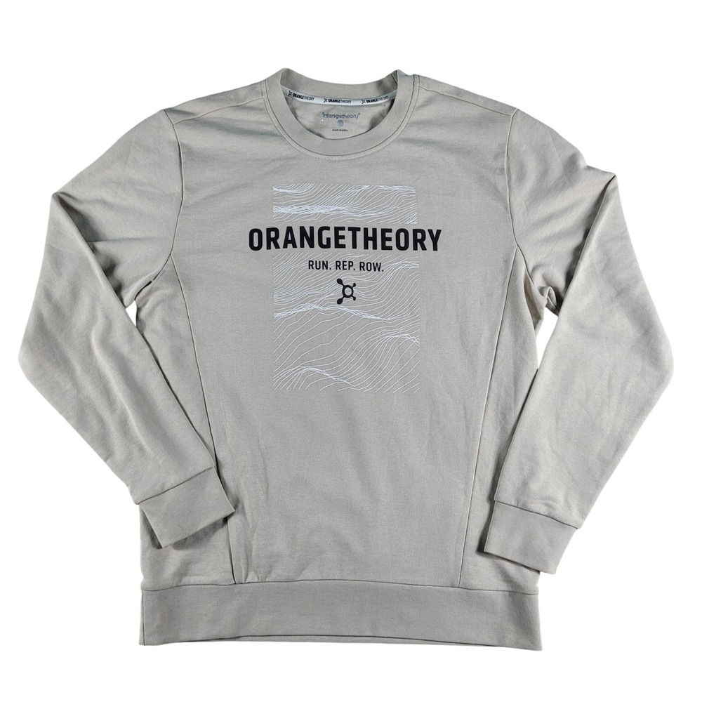 Orangetheory Sweatshirt Women's M Tan Run Rep Row Graphic Pullover French Terry